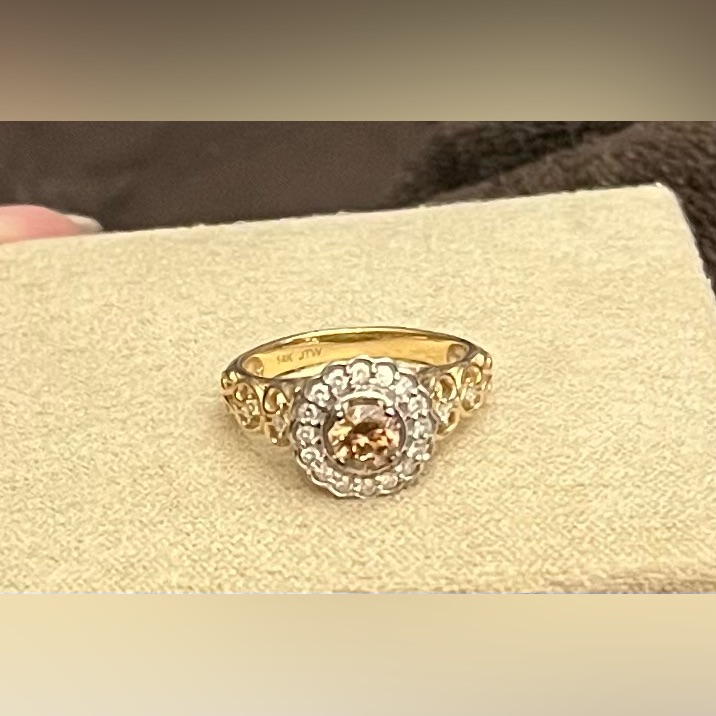 Jtv Gold And Silver Ring With Brown Gem 600$